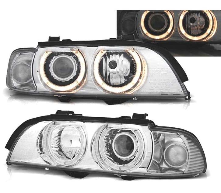 Phares Pour Bmw E39 95-03 Angel Eyes Chromé, Auto-onderdelen, Verlichting, Verzenden