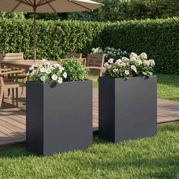 vidaXL Plantenbak 2 st Antraciet 40 x 20 x 40 cm Koudgewalst, Tuin en Terras, Bloempotten, Verzenden, Nieuw