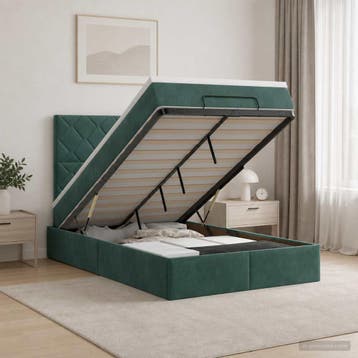 vidaXL Ottoman bed met matras Donkergroen 120 x 190 cm, Verzenden