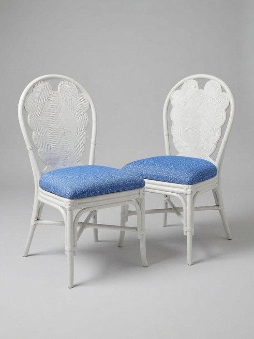 Stoel - Rattan, Textiel, Hout - Set van vier vintage, Antiek en Kunst, Curiosa en Brocante