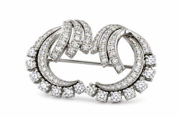 Broche - 14 carats Or blanc, Broche exclusive en or blanc 14