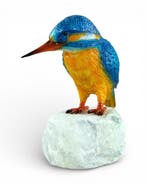 sculptuur, Kingfisher - 15 cm - Brons, Steen, Antiek en Kunst