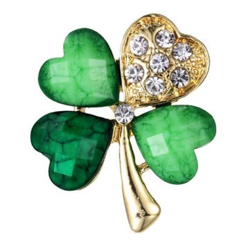 Fako Bijoux - Broche - Klavertje Vier - Donkergroen -, Bijoux, Sacs & Beauté, Broches, Verzenden