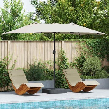 vidaXL Tuinparasol Zand 385 x 209 x 244 cm Polyester en, Verzenden