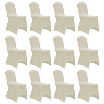 vidaXL Stoelhoezen stretch 12 st crème, Verzenden, Nieuw