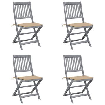 vidaXL Set van 4 klapstoelen met kussens, gemaakt van, Verzenden, Nieuw