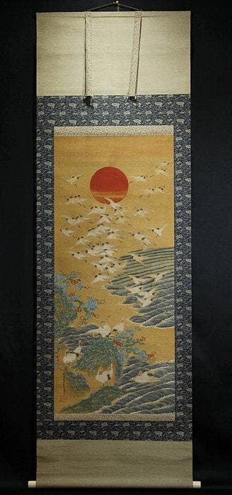 Cranes - With signature and seal  Mitsusada - Japon - Fin