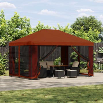 vidaXL Paviljoen met zijwanden 4 × 3 m Terracotta Polyester, Verzenden, Nieuw
