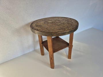 Salontafel - Koper, Eik - Koperen blad