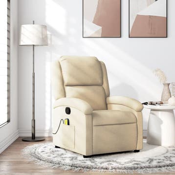 vidaXL Massagestoel met crèmekleurige stof, Verzenden, Nieuw