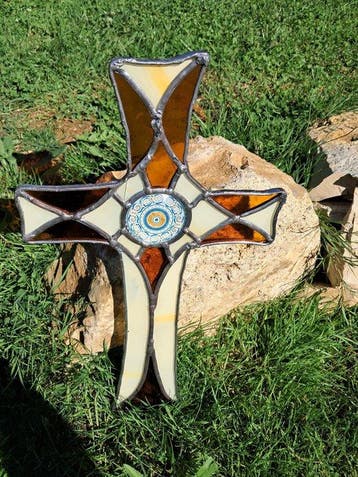 Modern Kruis - Glas-in-lood - 2026 - Kruis in glas-in-lood