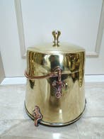 Pot - messing, koper - ketel, doofpot, genageld, Antiek en Kunst