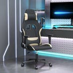 vidaXL Massage gamestoel stof zwart en crèmekleurig, Verzenden