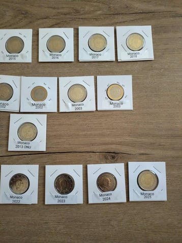 Monaco. 1 Euro / 2 Euro 2001/2025 (22 monnaies) (Zonder