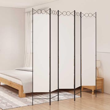 vidaXL Kamerscherm met 5 panelen 200x220 cm stof wit, Verzenden, Nieuw