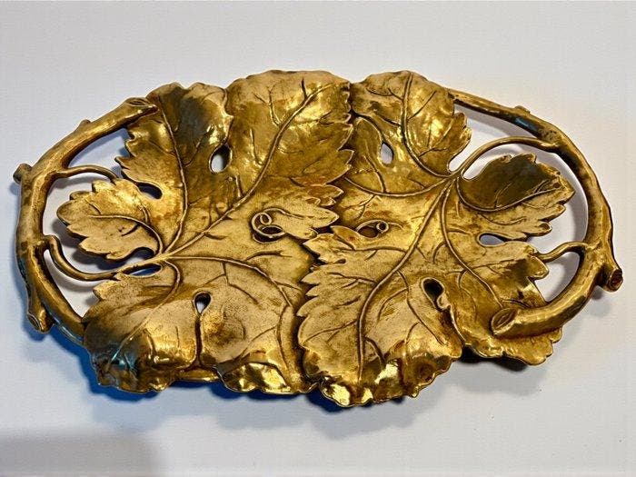 Schaal - 1910s Jugendstil 39x25cm - Messing, Antiek en Kunst, Kunst | Designobjecten
