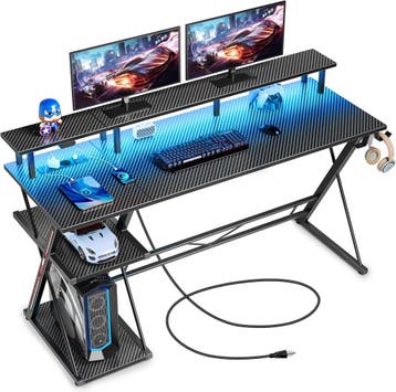 Gaming bureau - Gaming desk - Gaming tafel - 140x47 cm - Zwa, Huis en Inrichting, Bureaus, Verzenden, Nieuw