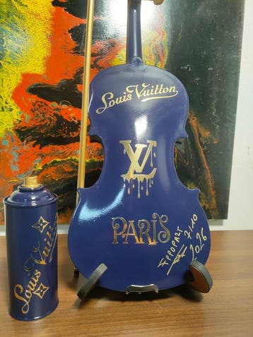 fp pop art - Louis vuitton violon et Capsule 60cm Bleu Nuit, Antiquités & Art