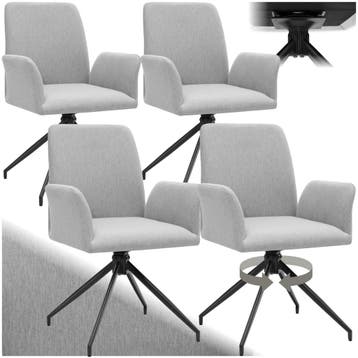 Draaibare fauteuil Daya, gestoffeerd - lichtgrijs, Set van 4, Huis en Inrichting, Verzenden, Nieuw