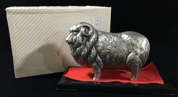 Japanese Takaoka Metal Zodiac Ram / Sheep Sculpture -