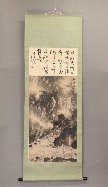 Set van 2 Japanse hangende rollen met Sansui berg- en