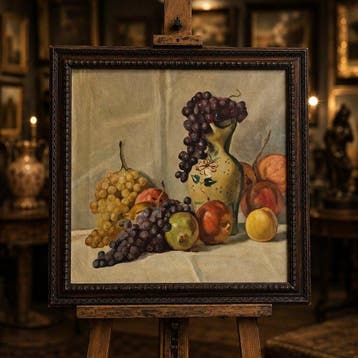 École espagnole (XIX-XX) - Le vase aux raisins - NO RESERVE