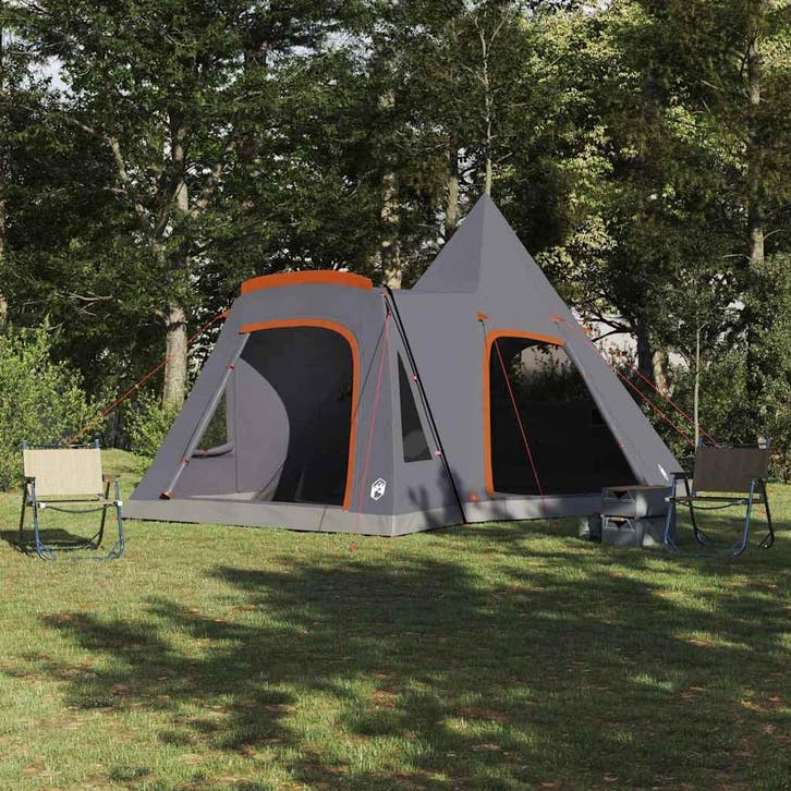 vidaXL Teepee Tent voor 5 Personen 5-persoons Grijs en, Caravans en Kamperen, Tenten, Nieuw, Verzenden