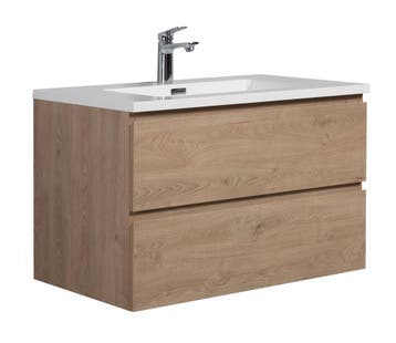 Badkamermeubel Set Angela 80cm Kastanje Eiken Badmeubel, Verzenden, Nieuw
