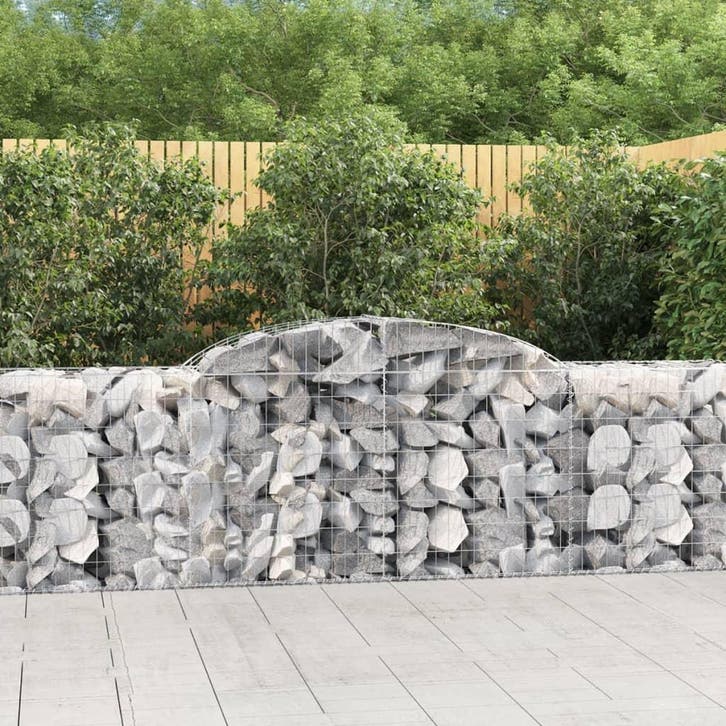 vidaXL Schanskorf gewelfd 300x50x80/100 cm gegalvaniseerd, Tuin en Terras, Bloempotten, Nieuw, Verzenden