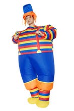 KIMU® Opblaas Kostuum Clown Streepjes Opblaasbaar Pak Clowns, Ophalen of Verzenden, Nieuw