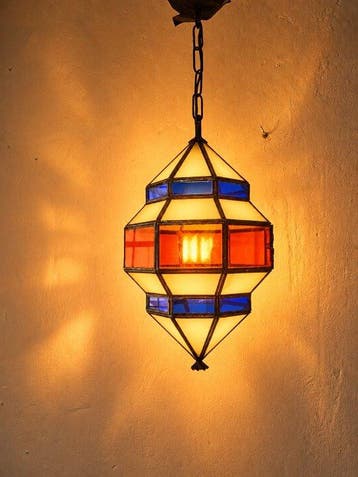 Lamp - Hanglamp in Granada-stijl, lantaarn - Metaal,, Antiek en Kunst