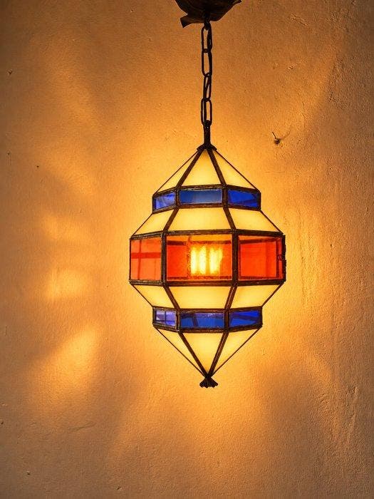 Lamp - Hanglamp in Granada-stijl, lantaarn - Metaal,, Antiquités & Art, Curiosités & Brocante