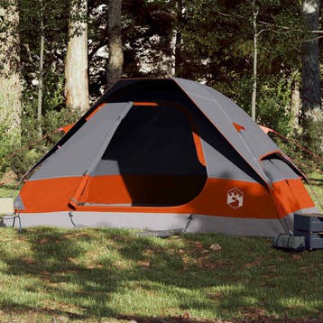 vidaXL Koepeltent 6-persoons waterdicht grijs en oranje, Verzenden, Nieuw