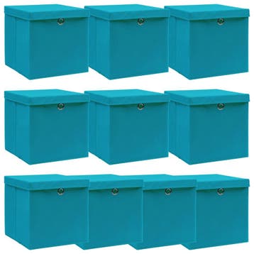 vidaXL Opbergboxen met deksel 10 st 32x32x32 cm stof, Verzenden, Nieuw