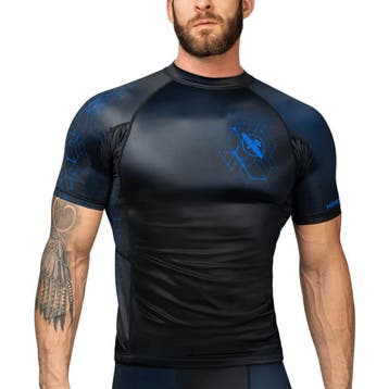 Hayabusa Geo Rashguard S/S Zwart Blauw, Hayabusa, Vechtsport, Nieuw, Maat 46 (S) of kleiner