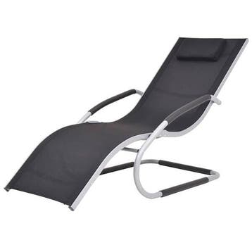 Ligbed zwart: Laatste kans! Grijp dit comfortabele ligbed..., Tuin en Terras, Verzenden, Zo goed als nieuw, Textileen