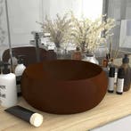 vidaXL Wastafel rond 40x15 cm keramiek mat donkerbruin, Verzenden