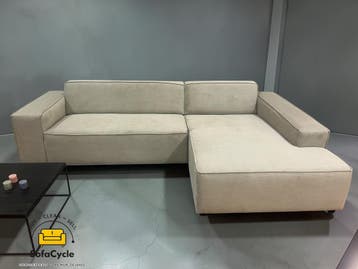 Quattro hoekzetel beige in fluweel, hoek R – overstock, Verzenden