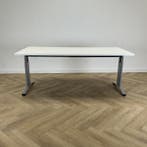 verstelbaar bureau 180x90 cm, wit - grijs, In hoogte verstelbaar, Gebruikt