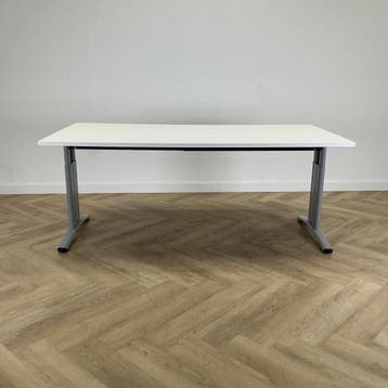 verstelbaar bureau 180x90 cm, wit - grijs, In hoogte verstelbaar, Gebruikt