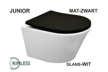 Vesta-Junior rimless wandcloset wit+ Shade zitting mat-zwart, Ophalen of Verzenden, Nieuw