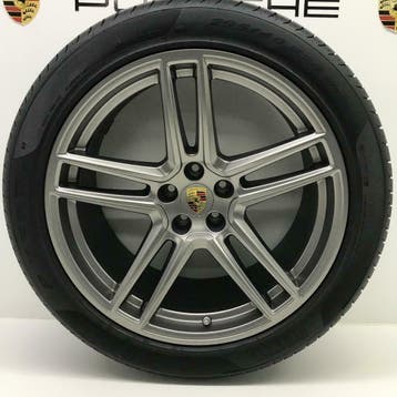 Porsche Macan ORIGINELE 20 Turbo II Platinium met banden 8mm, Ophalen, Banden en Velgen