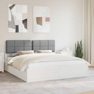 vidaXL Bedframe met Gevoerde Hoofdbord Lichtgrijs 180 x 200, Verzenden, Nieuw
