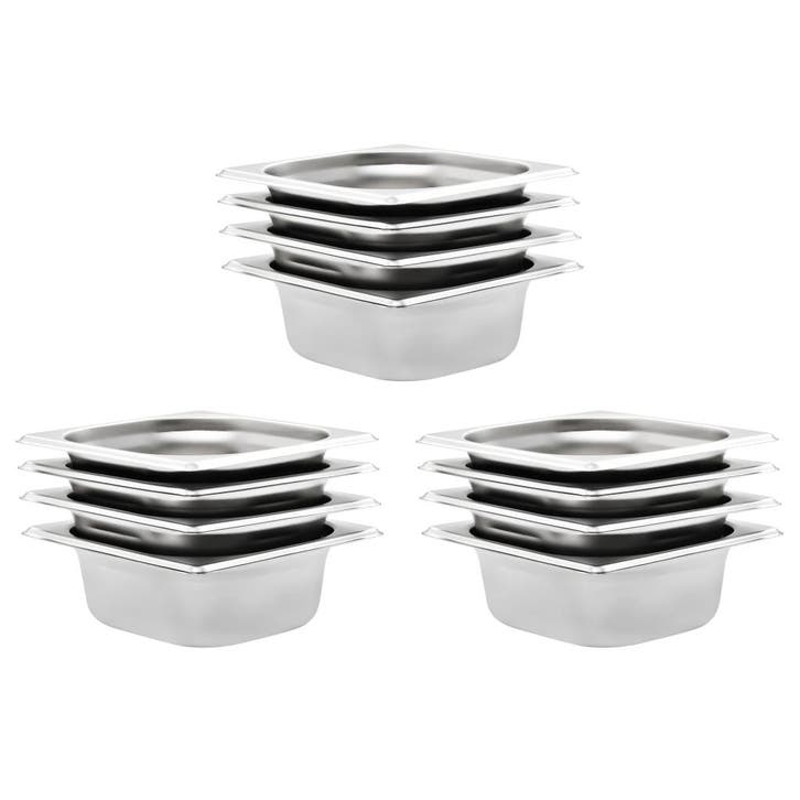 vidaXL Gastronormbakken 12 st GN 1/6 65 mm roestvrij staal, Antiek en Kunst, Antiek | Keukengerei, Verzenden