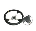 Volant Type Omp Gris Peau Synthétique Noire, Autos : Pièces & Accessoires, Verzenden