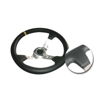 Volant Type Omp Gris Peau Synthétique Noire, Auto-onderdelen, Verzenden, Nieuw