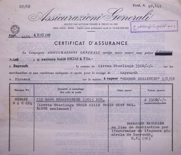Themacollectie - 1968 Certificaat van scheepsverzekering -