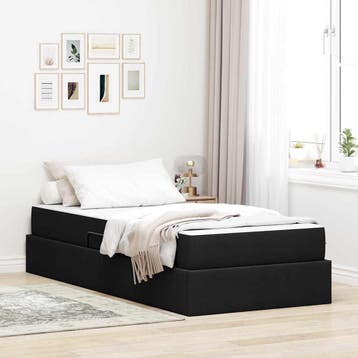 vidaXL Opbergbed met matras met opslag Zwart 90 x 200 cm, Verzenden