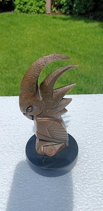 bourcart - Sculpture, Art deco papagaai mascotte. - 16.5 cm, Antiquités & Art
