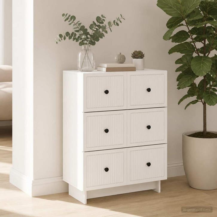vidaXL Ladekast 66 x 34,5 x 90 cm Bewerkt hout Hoogglans Wit, Maison & Meubles, Armoires | Autre, Envoi
